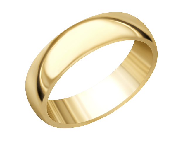 14ct Yellow Gold D-shape Mens Wedding Band
