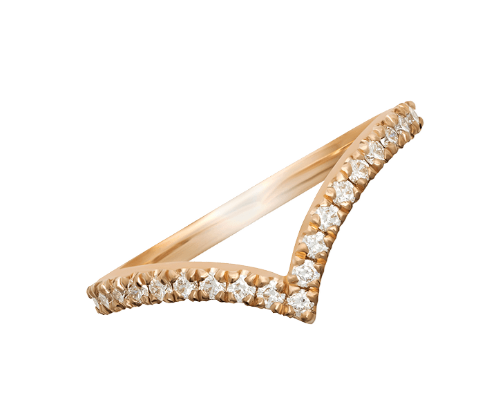 18ct Rose Gold Diamond Wishbone Ring
