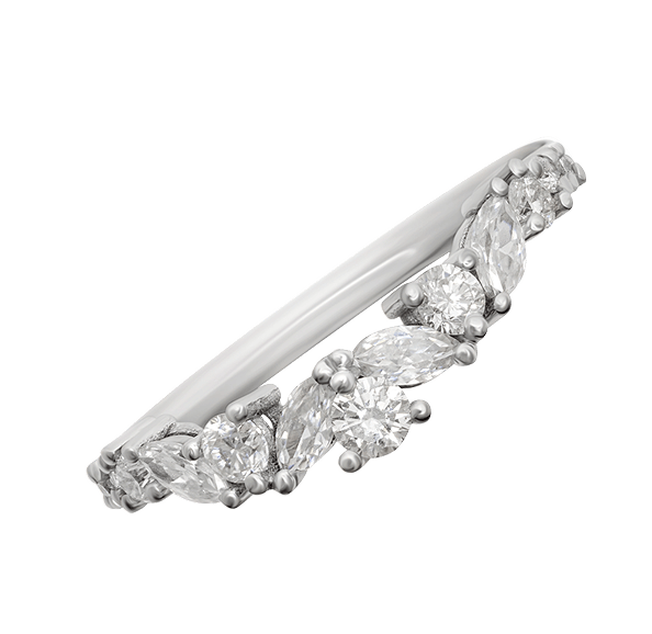 Platinum Diamond and Moissanite Wedding Ring