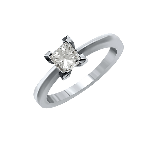 Solitaire Princess cut diamond ring